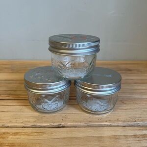 Dolly 4oz Jam Jars Butterfly Strawberry Floral Set of 3 with Lids